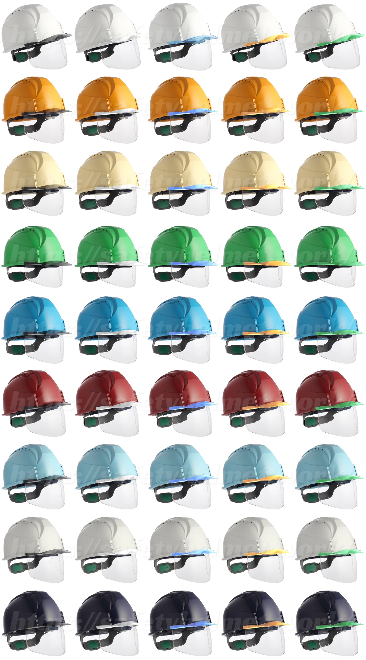 スミハット KKC3S-B シールド面付き 作業用 工事用 ヘルメットのカラーバリエーション