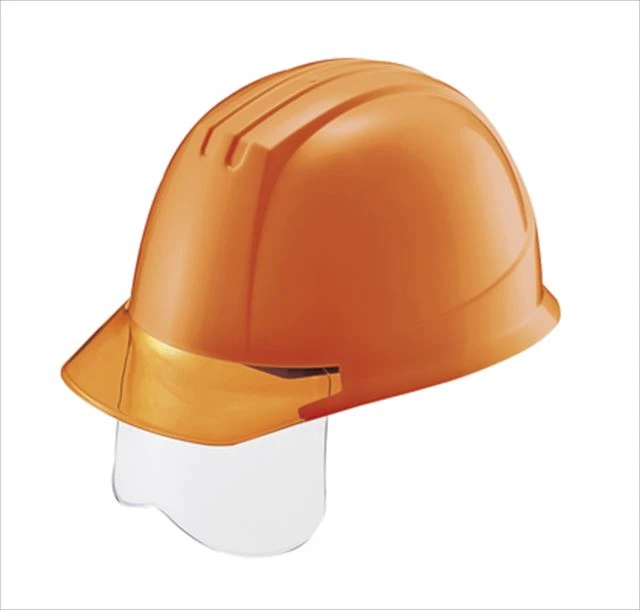 涼しい 洗える エアライト シールド面付き 透明ひさし 工事用ヘルメット(溝無し) 電気工事対応 谷沢製作所(タニザワ) ST#141VJ-SH O-1 オレンジヘルメット / V-4 オレンジバイザー 谷沢製作所 ST#141VJ-SH エアライト 涼しい 洗える シールド面付き 作業用 工事用 ヘルメット 溝なし イエロー オレンジバイザー