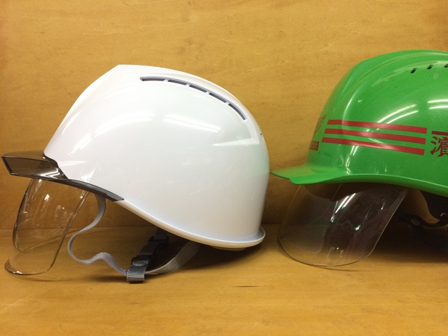 ヘルメット 作業用 工事用 建築用 建設用 安全 保護帽 DIC AA11 SYA ワイド コンパクト フェイスシールド シールド面 比較 大きさ 大きい 小さい 大きめ 小さめ