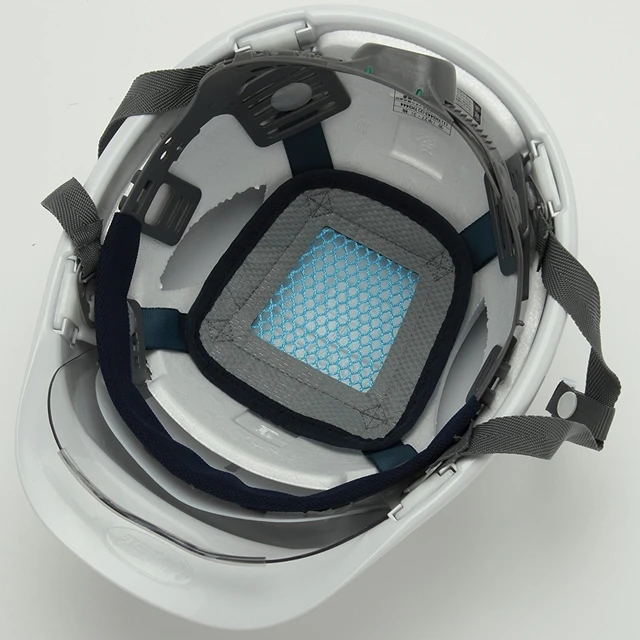 【メッシュハンモック内装】夏の屋外作業 直射日光下の熱中症対策 遮熱ヘルメット コンパクトシールド面付き スミハット Nクール SAXCS-B-NCOOL 遮熱白ヘルメット スミハット SAXCS-B-NCOOL Nクール 遮熱 作業用 工事用 シールド面付き ヘルメット 白