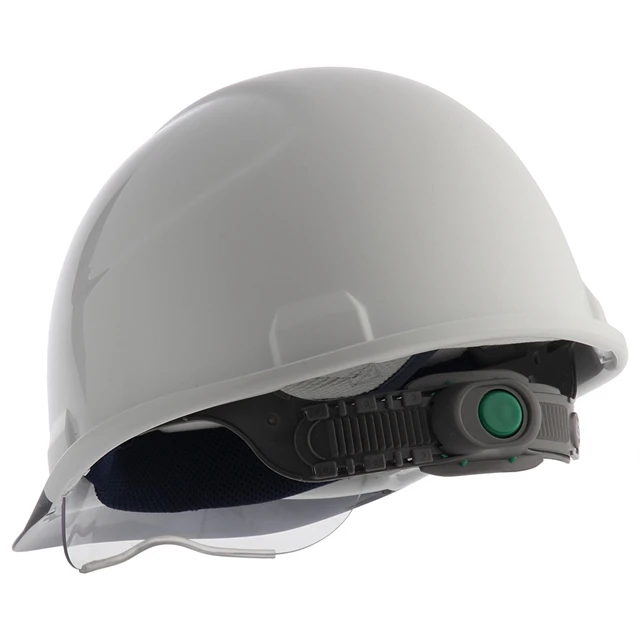 【UB2ヘッドバンド】夏の屋外作業 直射日光下の熱中症対策 遮熱ヘルメット 電気工事対応 コンパクトシールド付き 透明ひさし メッシュハンモック 薄型エアーシート スミハット Nクール SAX2S-A-NCOOL 遮熱白ヘルメット/グレースモークバイザー 夏 サマー 熱中症対策 遮熱 涼しい 作業用 電気工事対応 シールド付き ヘルメット スミハット SAX2S-A-NCOOL Nクール 遮熱白