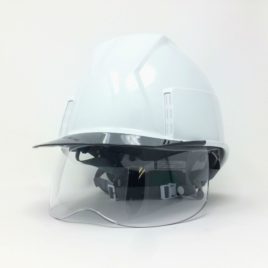 スミハットのシールド面付き工事用ヘルメット（通気孔なし）KKXS-A