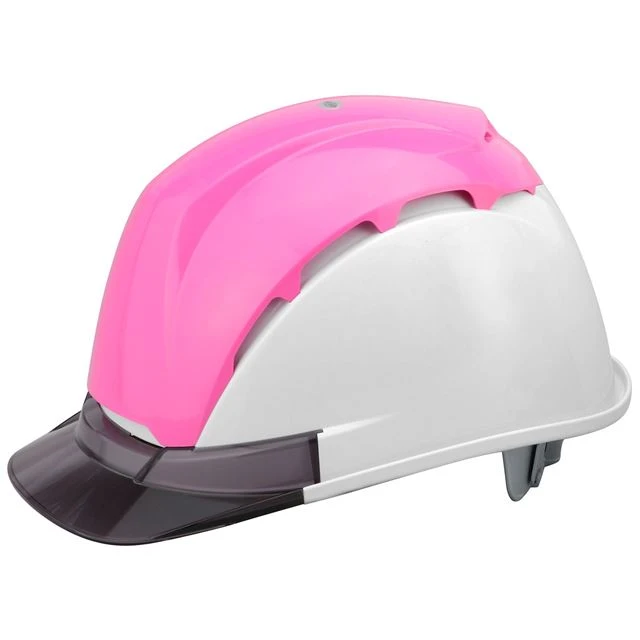 通気孔面積2.4倍 蒸れにくい 透明ひさし 工事用ヘルメット「ヴェンティー ネオ(Venti NEO)」 トーヨーセフティー No.393F 白ピンクヘルメット/スモークバイザー トーヨーセフティー No.393F 透明ひさし 作業用 工事用 ヘルメット ヴェンティー ネオ 白ピンク スモークバイザー