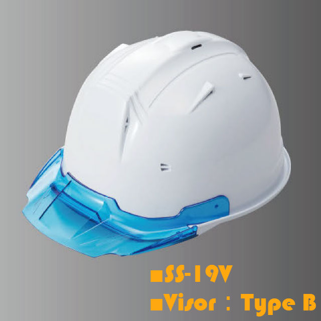 進和化学工業 SS-19V型T-P式RA 透明ひさし作業用ヘルメット（通気孔付き/ライナー入り） | 工事用ヘルメット通販・名入れの専門店 浜田 |  作業・建築・建設・高所・電気・防災