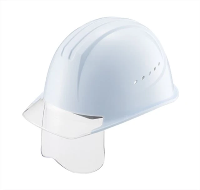 涼しい 洗える エアライト シールド面付き 透明ひさし 工事用ヘルメット(溝付き) 通気孔付き 谷沢製作所(タニザワ) ST#1610VJ-SH W-3 白ヘルメット / V-1 クリアバイザー 谷沢製作所 ST#1610VJ-SH エアライト 涼しい シールド面付き 作業用 工事用 ヘルメット 白 クリアバイザー
