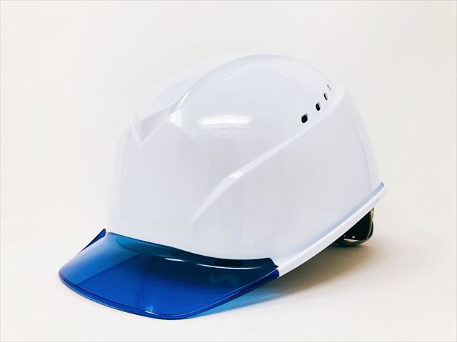 在庫有】 エアライト シールド付きヘルメット ヘルメッシュ飛翔プラス ST#1830VJ-SE 帽体色:W-1 白 透明ひさし色:V-5 ブルー  工事用 現場用 タニザワ 谷沢