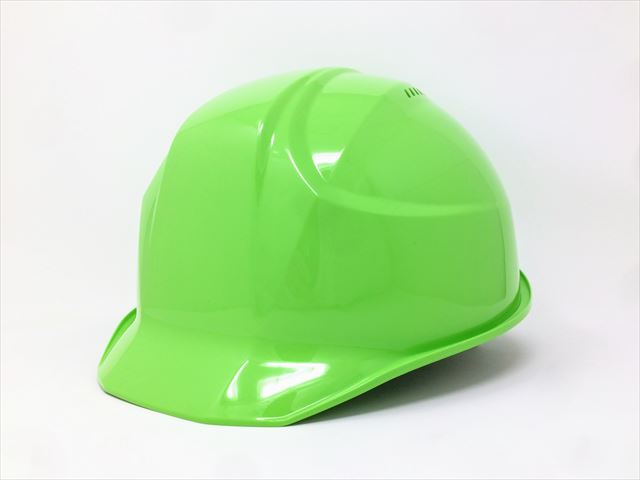 女性向け小さめサイズの黄緑色の工事用ヘルメットの写真