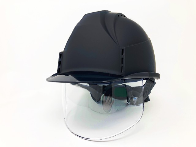 【マット塗装（つや消し）】スミハット KKC3S-B-MB シールド面付き作業用ヘルメット（通気孔付き/ライナー入り） | 工事用ヘルメット